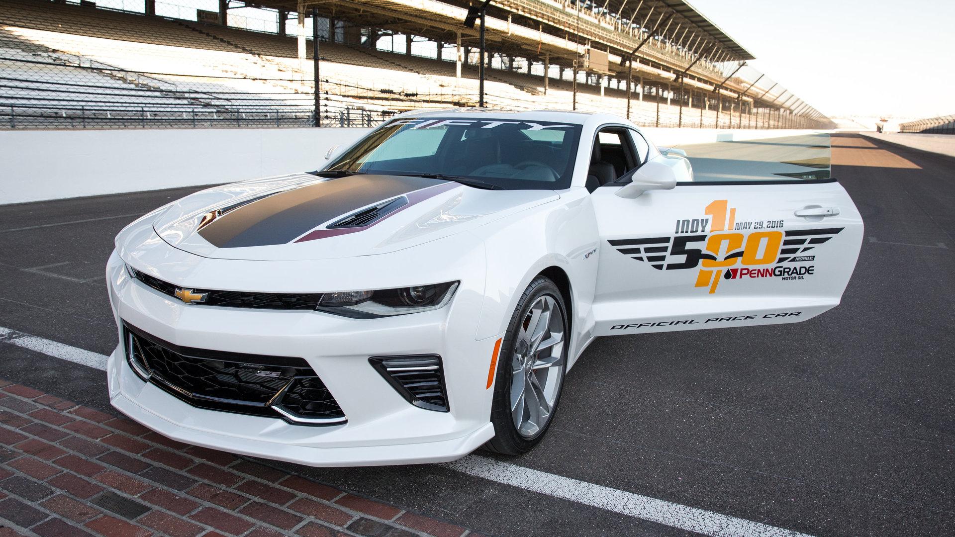 The 2017 Camaro SS 50th Anniversary Edition will lead the 100th running of the Indianapolis 500 at the Indianapolis Motor Speedway in Indianapolis, Indiana next month, driven by motorsports legend Roger Penske, who is marking 50 years as a race team owner. (Photo by Bret Kelley/IMS for Chevrolet)